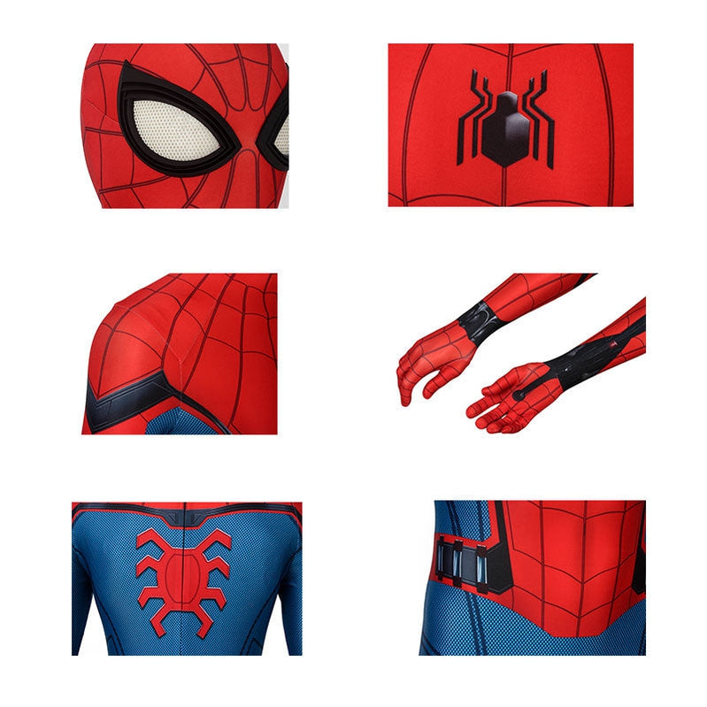 movie spider man far from home peter parker spiderman jumpsuit cosplay costume with free headgear 1