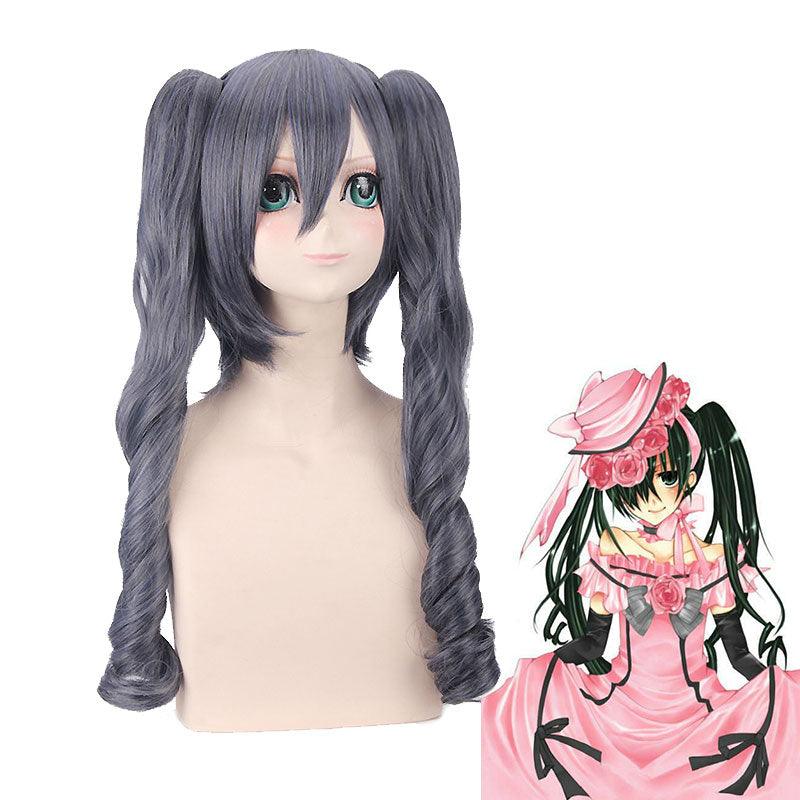 anime black butler ciel phantomhive long black and gray cosplay wigs