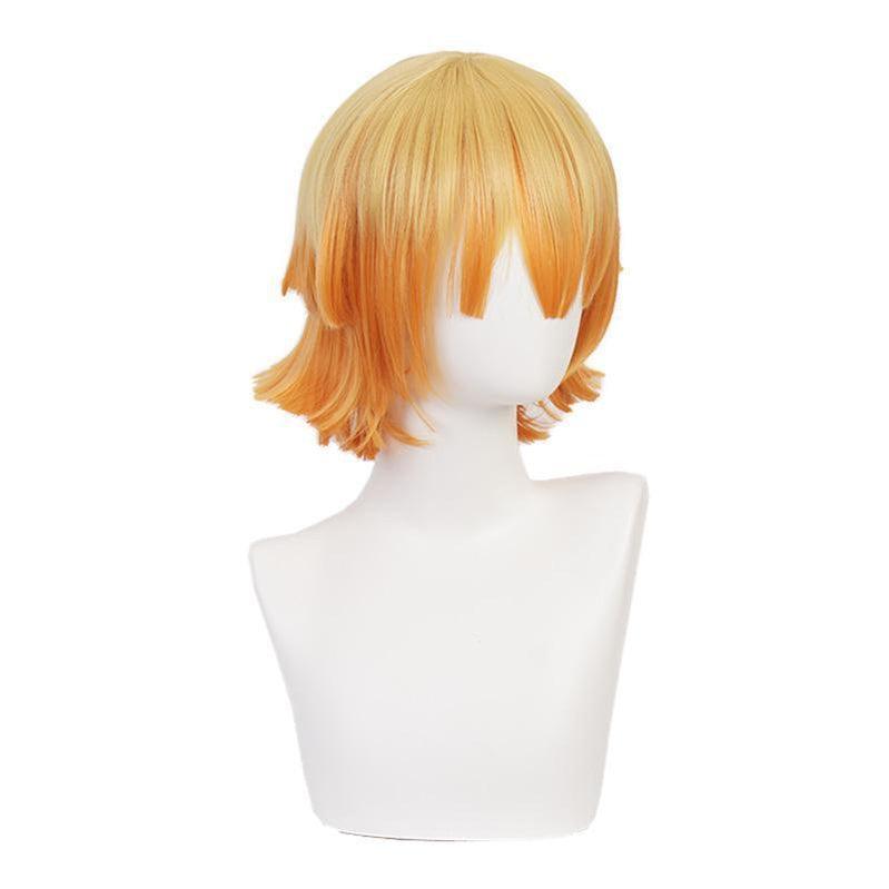 anime demon slayer kimetsu no yaiba zenitsu agatsuma female cosplay wig blonde long ponytail cosplay wigs