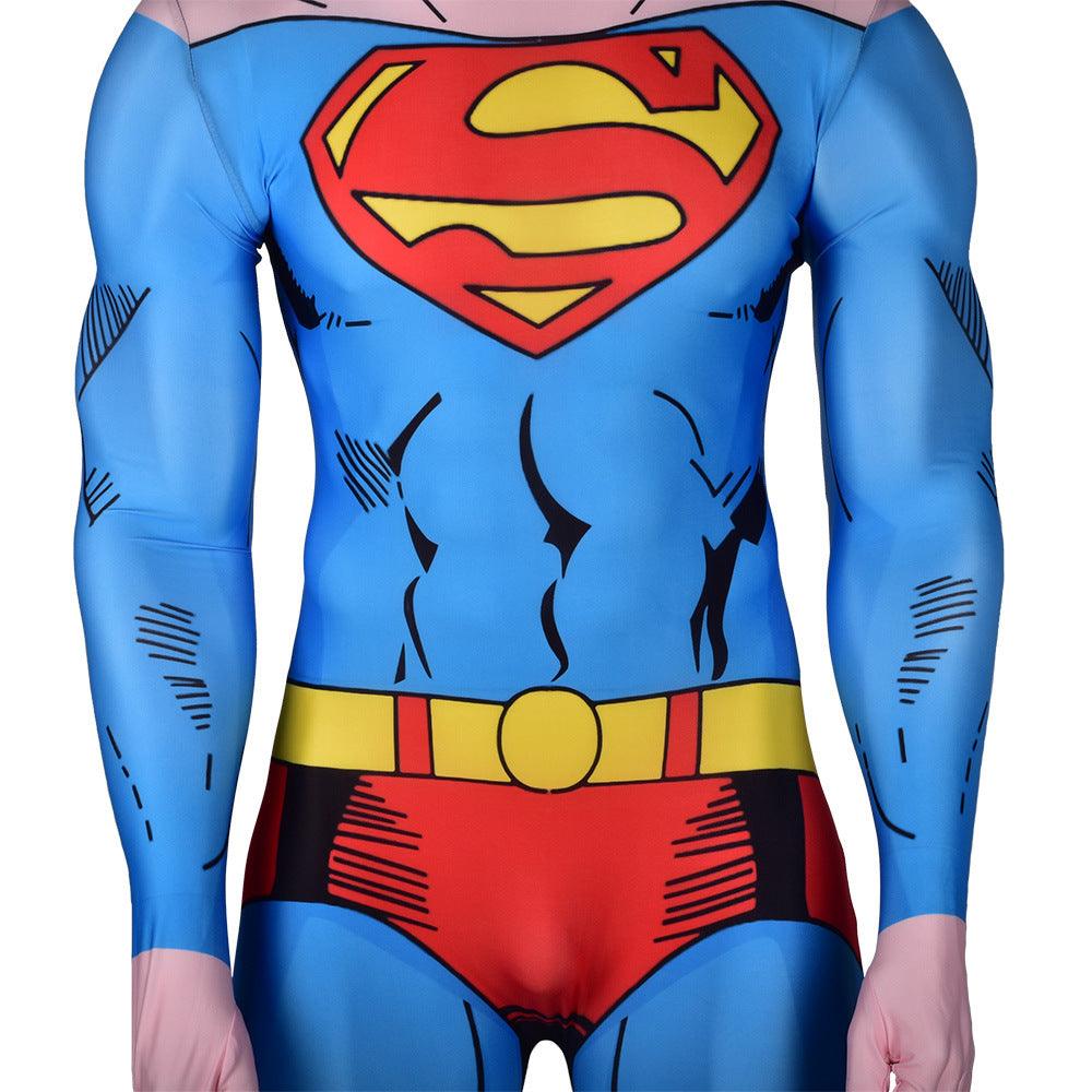 animation superman cosplay costume jumpsuit bodysuit for kids adult