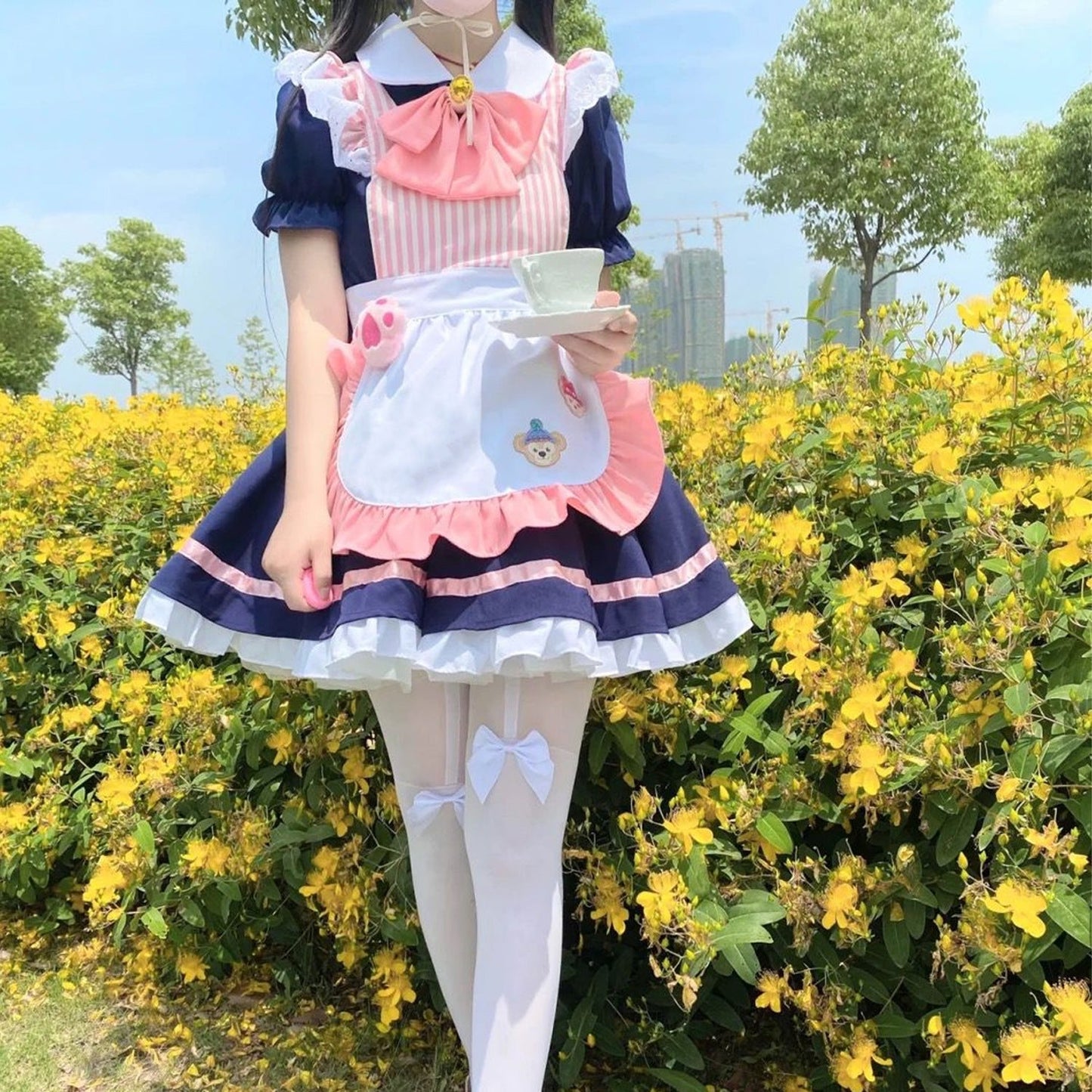Cafe Waiter Cute Maid Outfit Lolita Princess Dress Japanese Fancy Dress Cosplay Costume