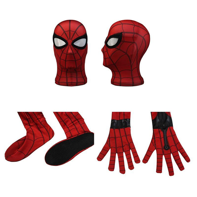movie spider man homecoming peter parker spiderman jumpsuit elastic force cosplay costume with headgear
