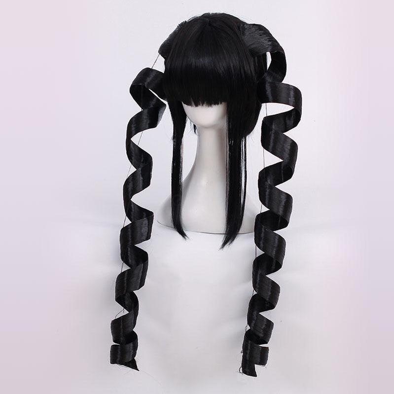 danganronpa trigger happy havoc celestia ludenberg black giant spiral curl cosplay wigs