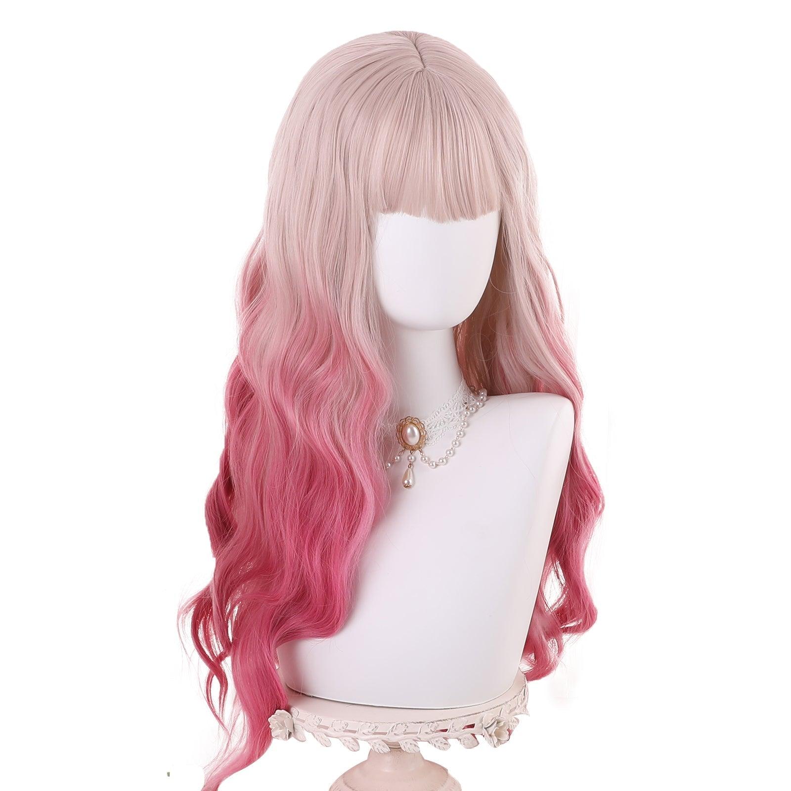 coscrew Rainbow Candy Wigs Light Pink Gradient Rose Pink Long Lolita Wig LOLI-027 - coscrew
