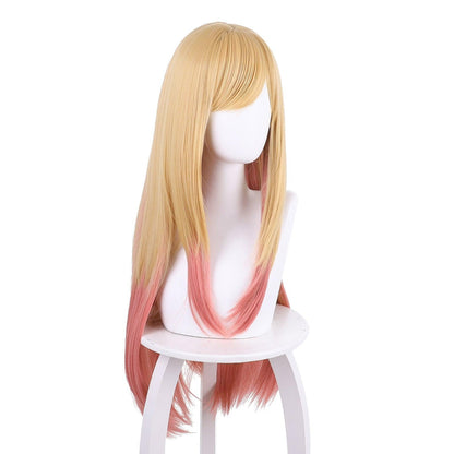 coscrew anime my dress up darling kitagawa marin yellow and pink long cosplay wig 518c