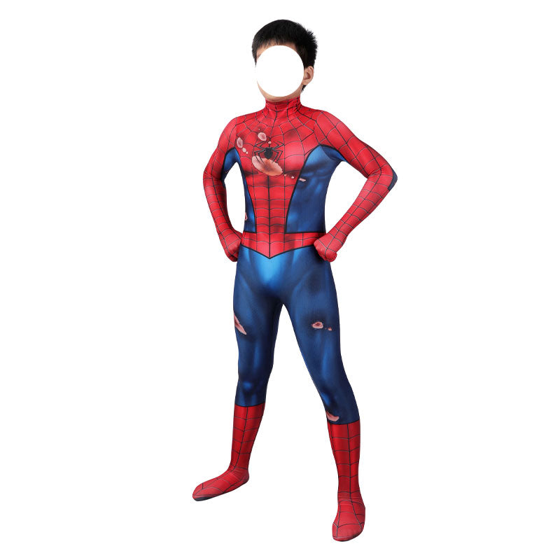 spider man ps5 classic suit damaged children jumpsuit cosplay costumes