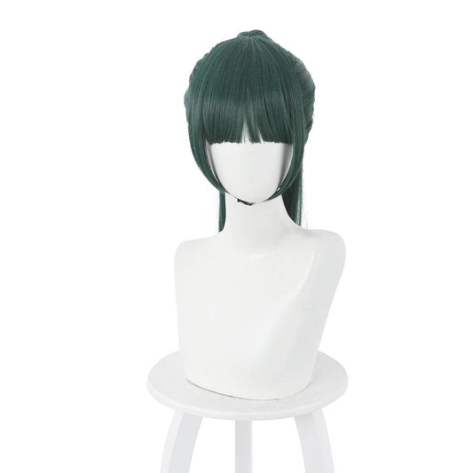 coscrew anime jujutsu kaisen zenin maki green medium cosplay wig 505f