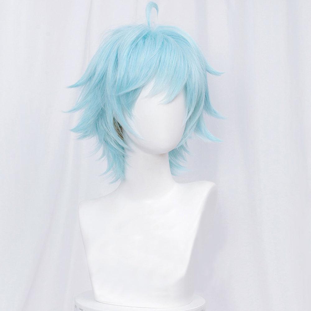 coscrew anime genshin impact chongyun blue short cosplay wig mm59