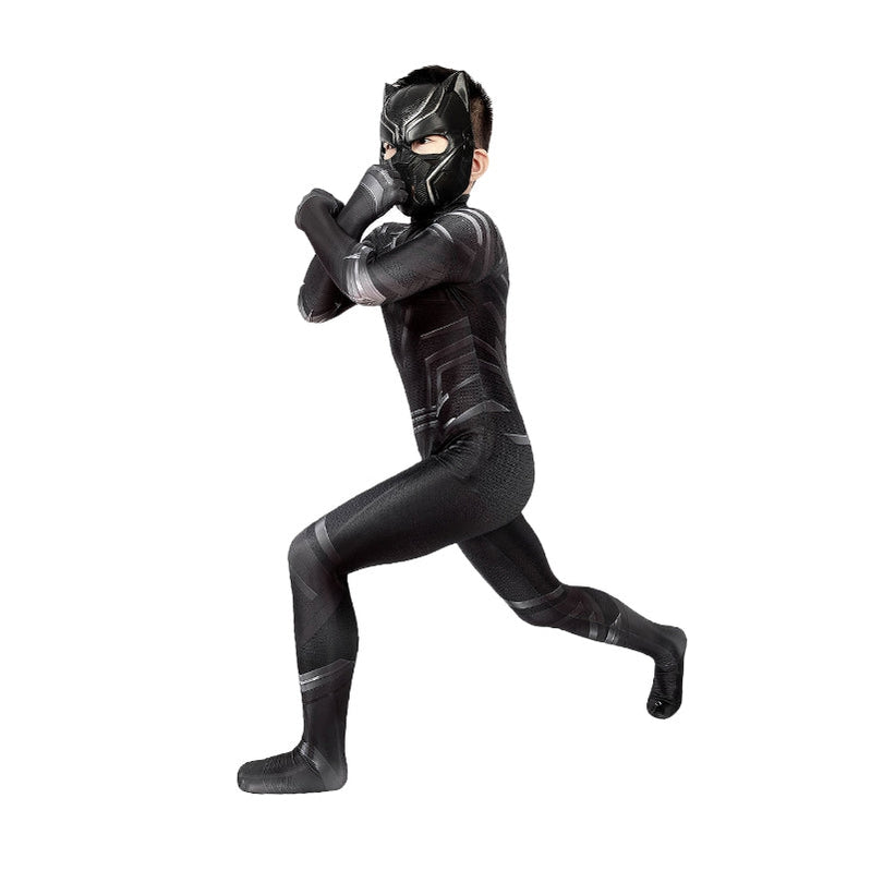 anime black panther children jumpsuit cosplay costume
