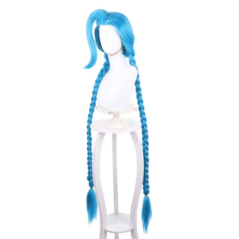 game lol arcane jinx long blue bunches cosplay wigs