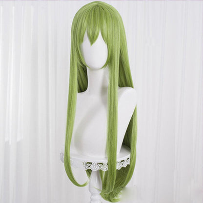 coscrew anime code geass c c green long cosplay wig mm68