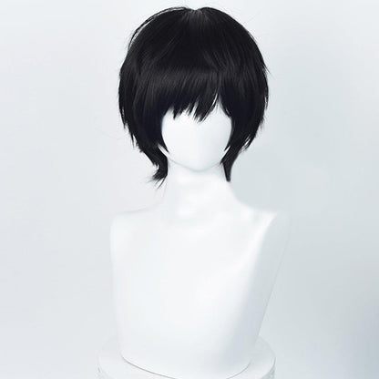 coscrew anime chainsaw man yoshida hirofumi black short cosplay wig 509g