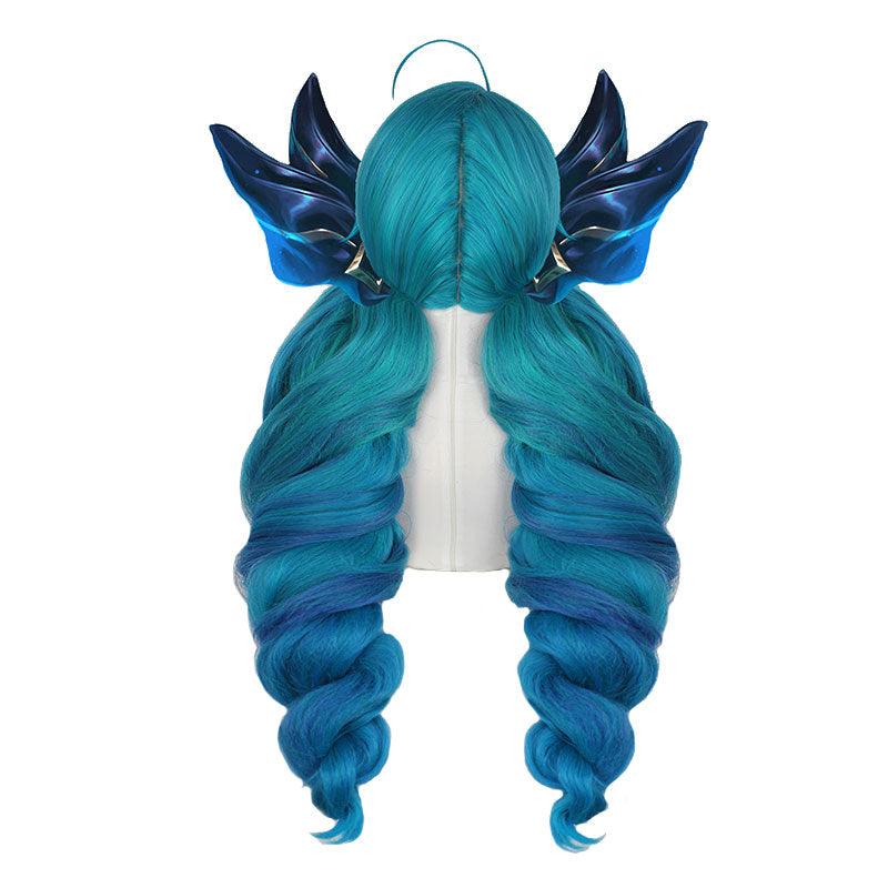 game lol gwen long blue double ponytail cosplay wigs