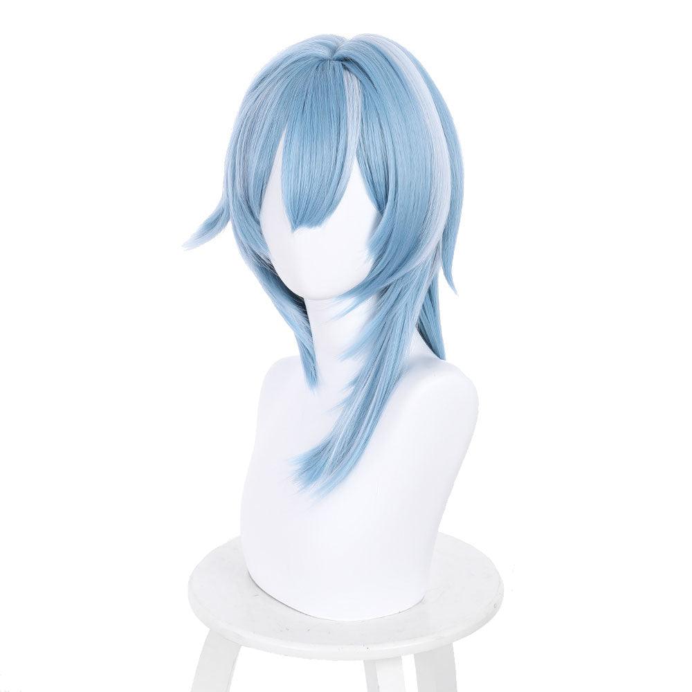 game genshin impact eula blue white long cosplay wigs