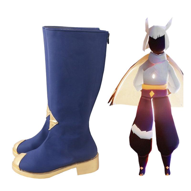 sky children of the light winter season game cosplay boots navy blue shoes