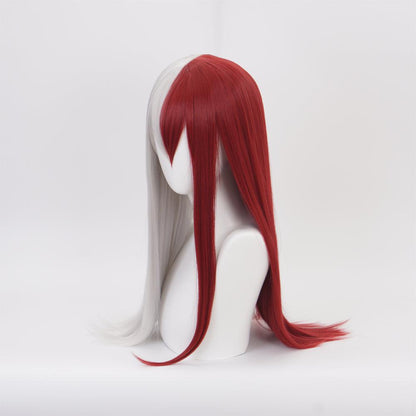 coscrew anime my hero academia todoroki shoto white and red long cosplay wig qx16