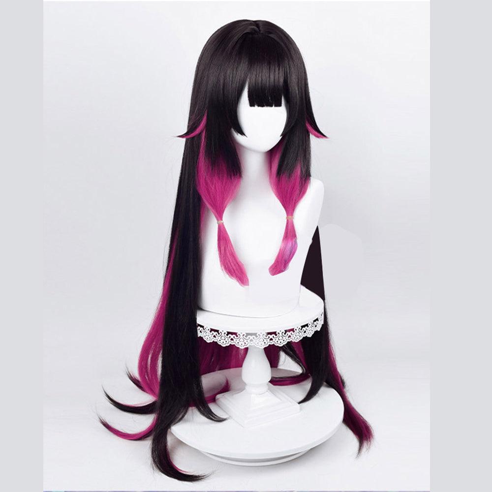 coscrew anime genshin impact fatui columbina black and pink long stright cosplay wig 539m