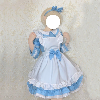 Alice Wonderland Anime Maid Outfit Lolita Dress Cute Fancy Black Dress Cosplay Costume