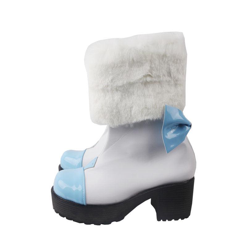 v hatsune miku snow miku anime blue and white cosplay boots shoes