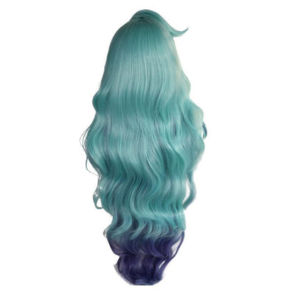 Game LOL KDA All Out Seraphine 100cm Long Green Gradient Purple Wavy Cosplay Wigs