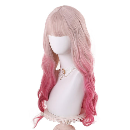 coscrew Rainbow Candy Wigs Light Pink Gradient Rose Pink Long Lolita Wig LOLI-027 - coscrew