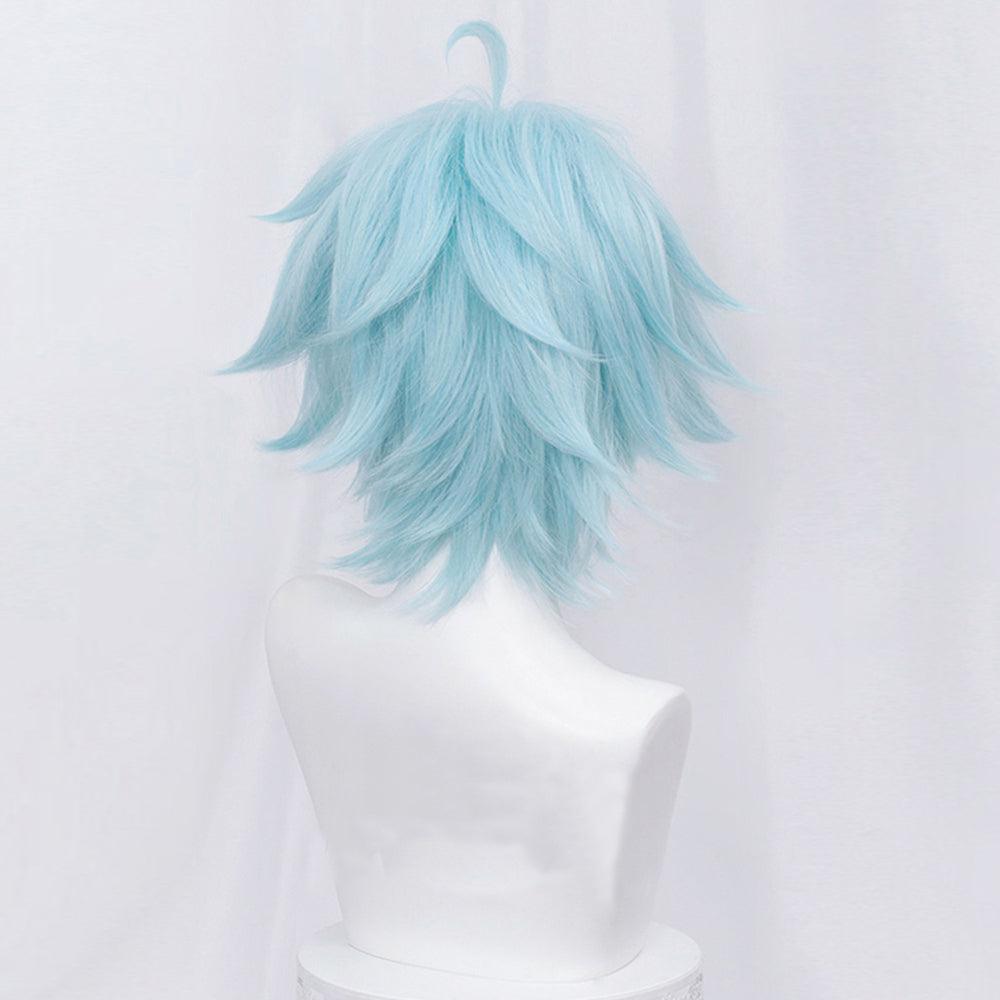 coscrew anime genshin impact chongyun blue short cosplay wig mm59