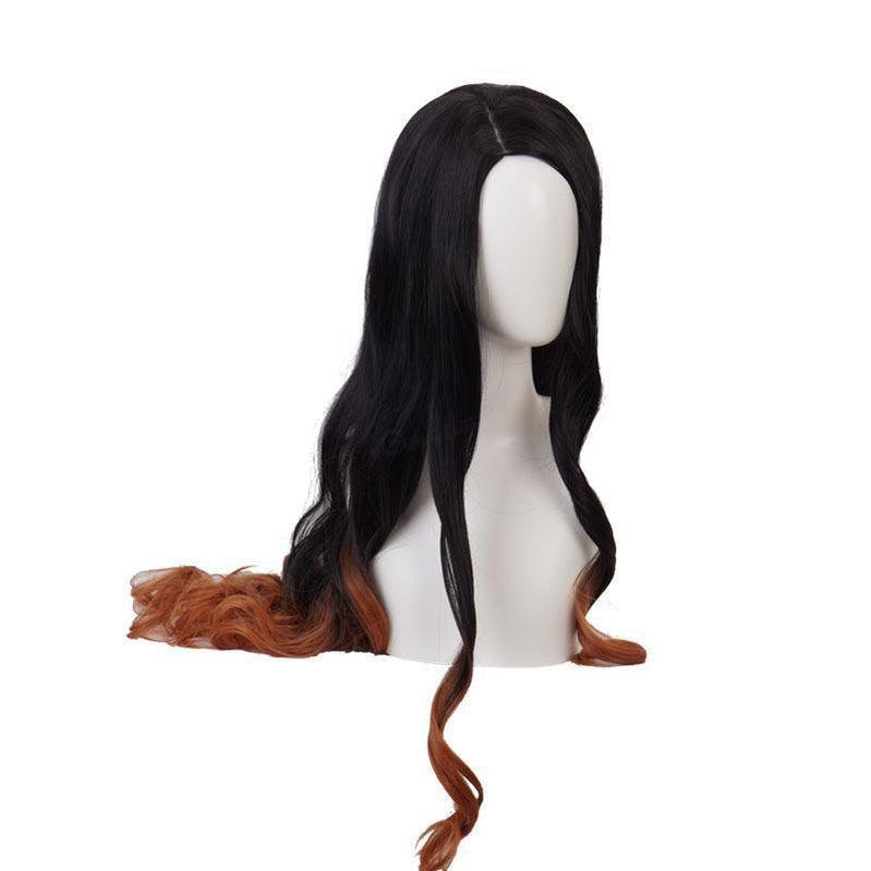 demon slayer kimetsu no yaiba nezuko kamado cosplay wig black brown long wave cosplay wigs