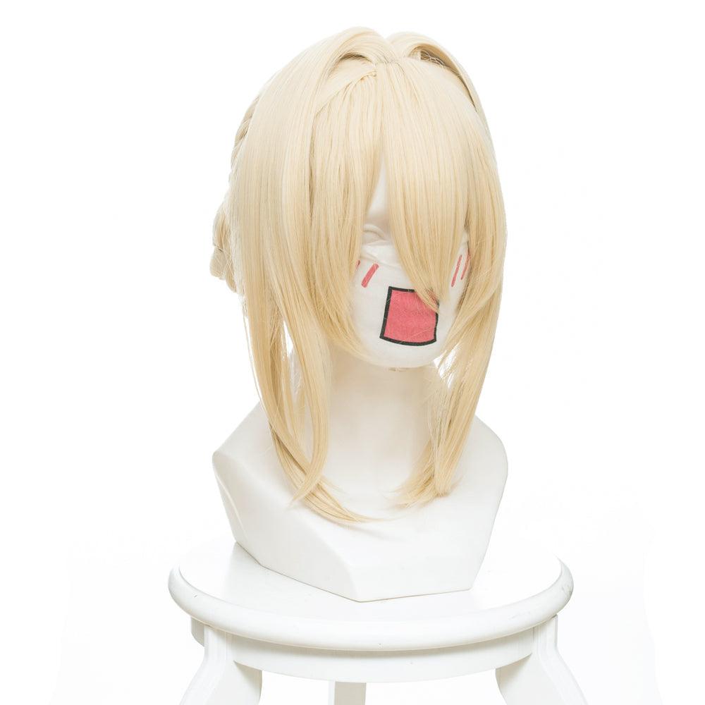 Violet Evergarden Light Yellow Fried Dough Twist Anime Cosplay Wigs 446A - coscrew