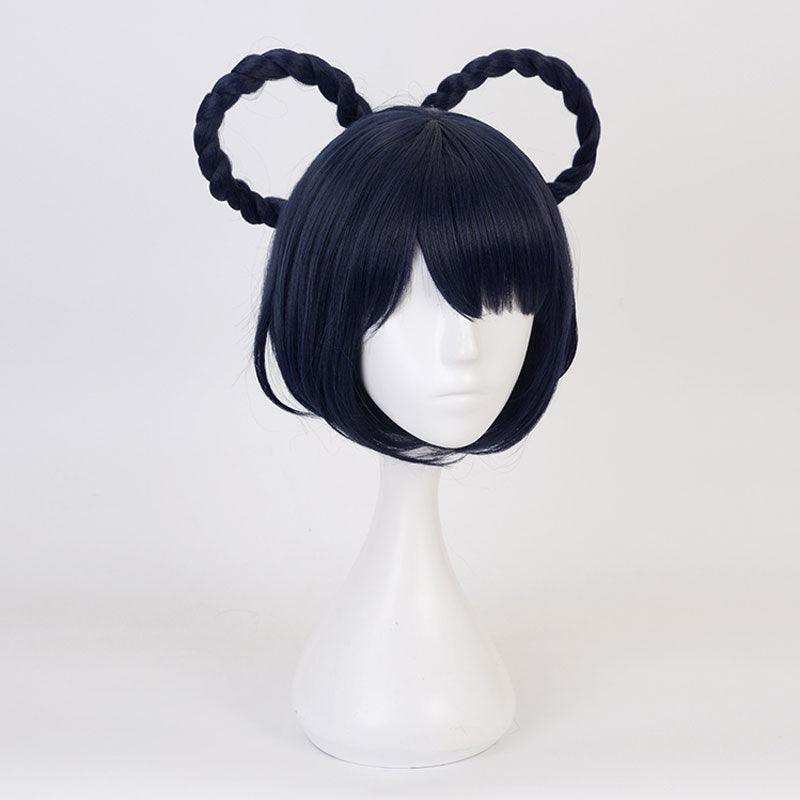 game genshin impact xiangling navy blue cosplay wigs