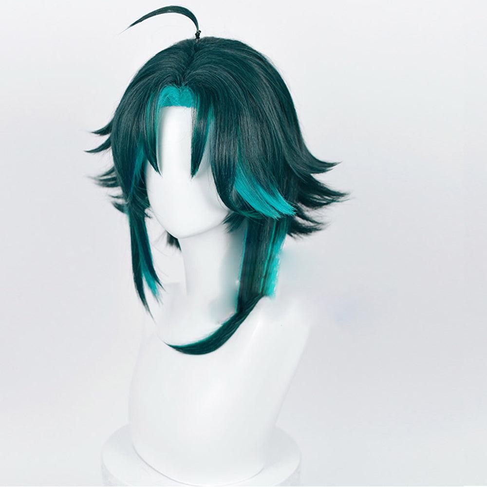 coscrew anime genshin impact xiao green meduim cosplay wig mm16