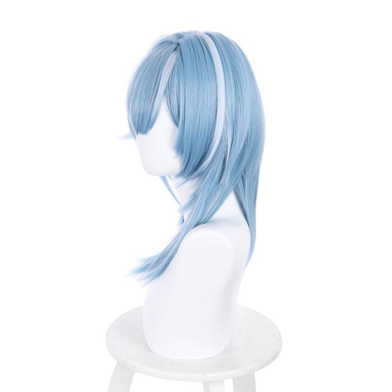 game genshin impact eula blue white long cosplay wigs