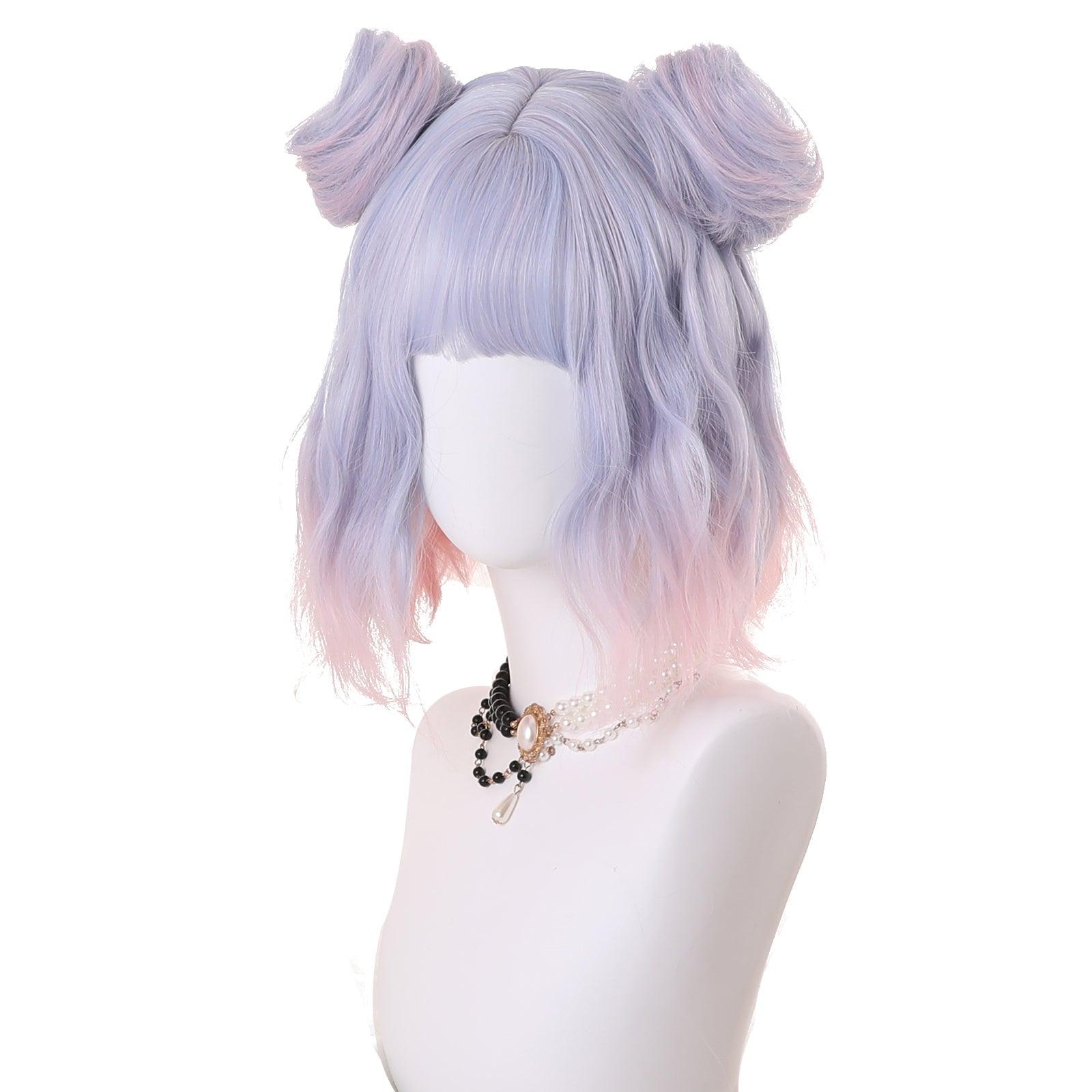 coscrew rainbow candy wigs blue purple gradient orange pink short lolita wig loli 023