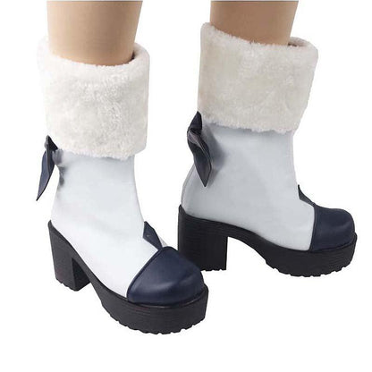 v hatsune miku snow miku anime black and white cosplay boots shoes