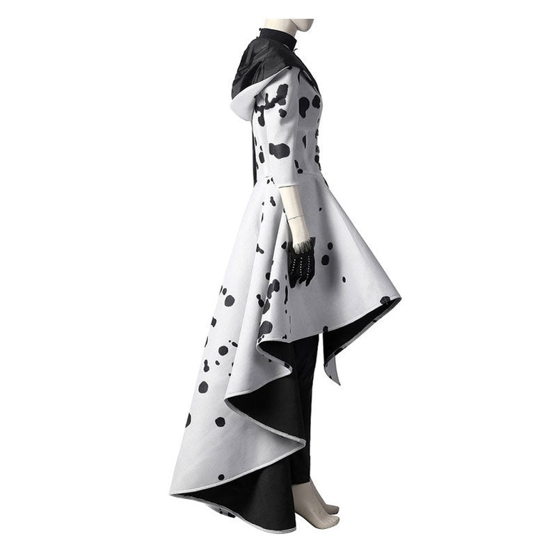 movie cruella de vil dalmatian black white halloween cosplay costumes
