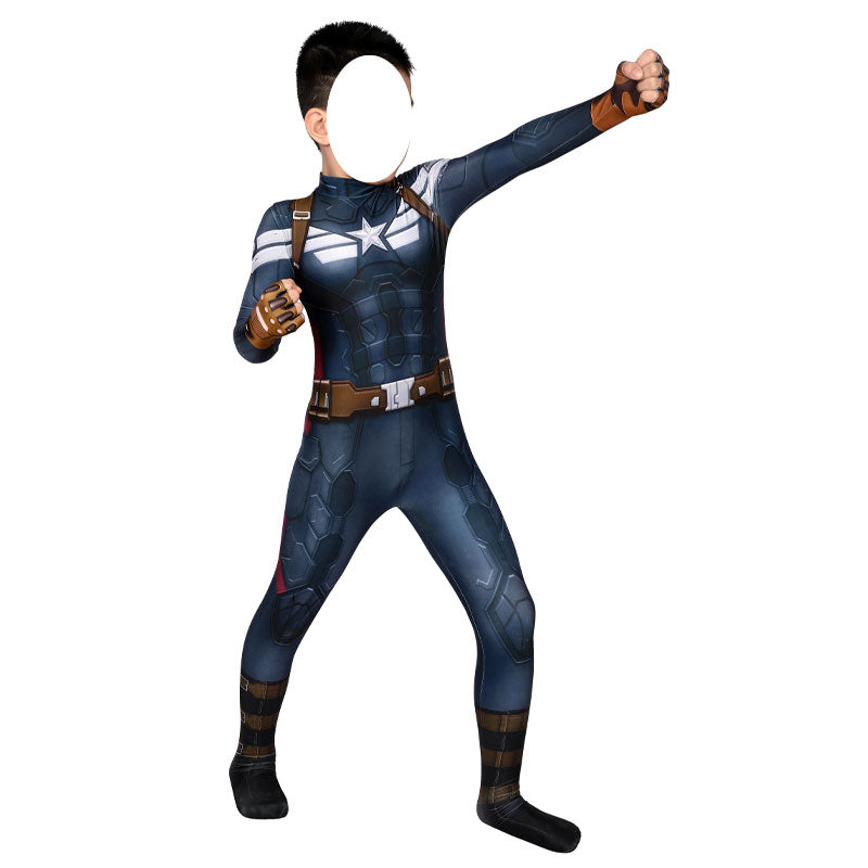 captain america the winter soldier steve rogers kids jumpsuit cosplay costumes