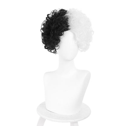 movie cruella cruella de vil black white curly cosplay wigs