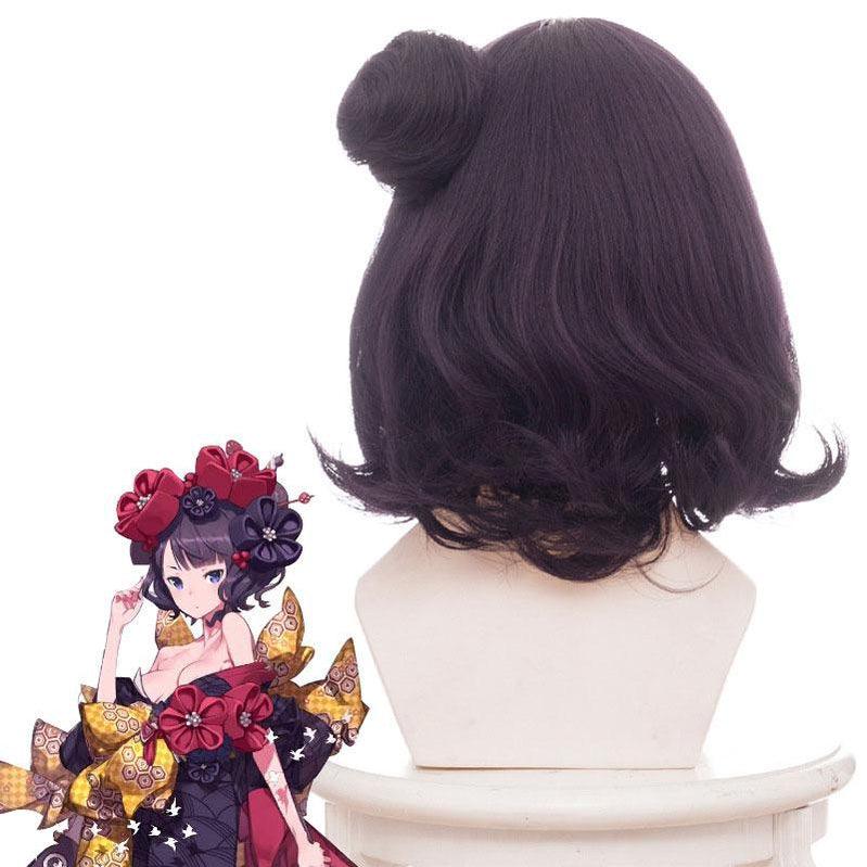 fgo fate grand order katsushika hokusai purple bun cosplay wigs