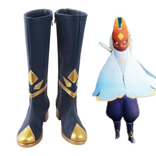 sky children of the light season of winter spirits daylight prairie festival spin navy blue winter game cosplay boots shoes