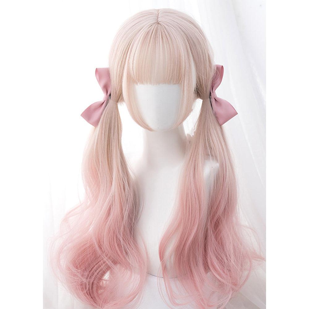 coscrew rainbow candy wigs pink long lolita wig loli ag034