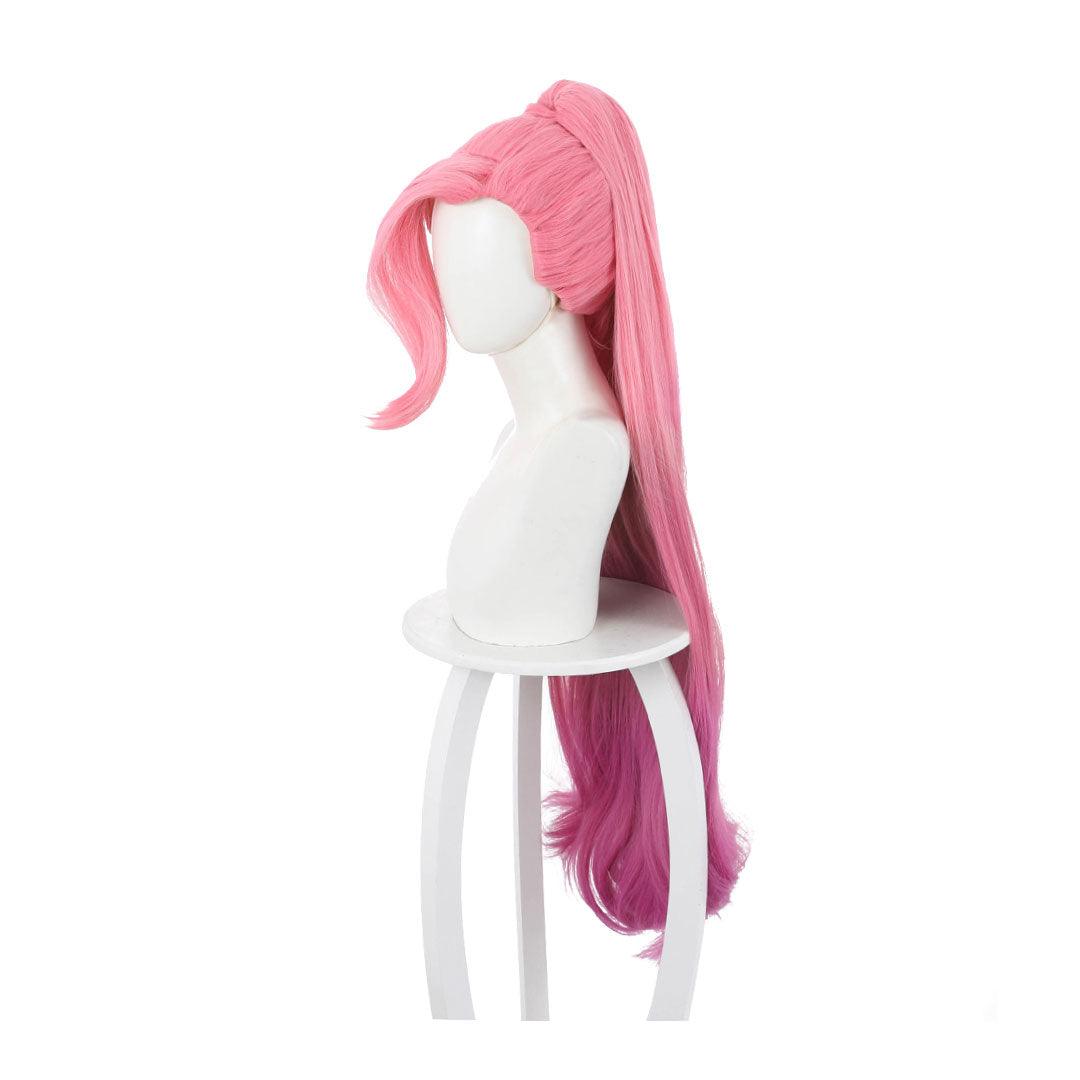 Game LOL KDA All Out Seraphine 100cm Long Pink Gradient Purple Ponytail Cosplay Wigs