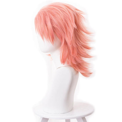 coscrew Anime Demon Slayer Sabito Pink Short Cosplay Wig 487M - coscrew
