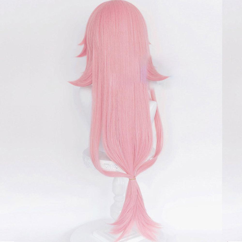 coscrew anime genshin impact yae miko pink long cosplay wig mm24