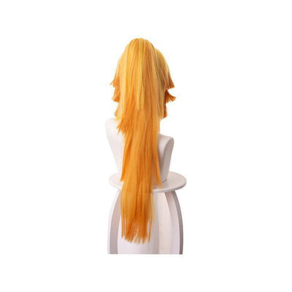 anime demon slayer kimetsu no yaiba zenitsu agatsuma female cosplay wig blonde long ponytail wigs