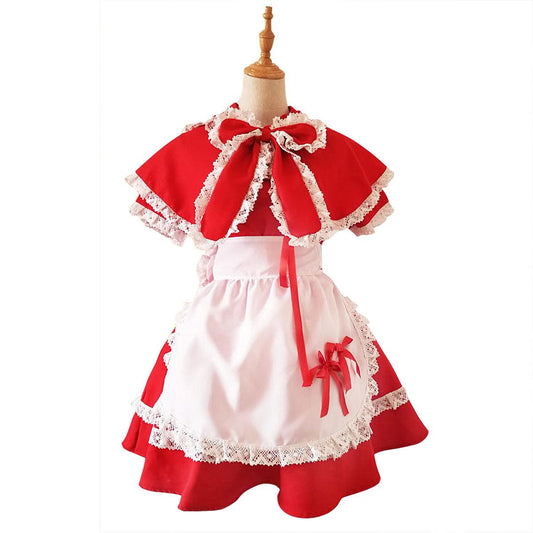 LOL League of Heroes Annie Hastur Little Red Maid Outfit Lolita Dress Game Cosplay Costume