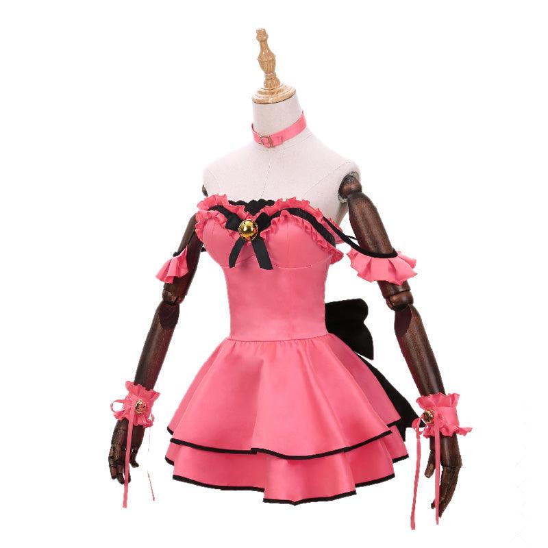 anime date a live kurumi tokisaki pink cat maid dress cosplay costume