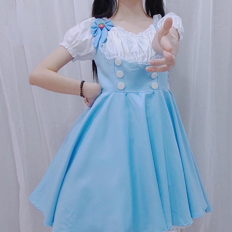 Blue Princess Dress Anime Maid Outfit Lolita Dress Japanese Fancy Dress Cosplay Costume