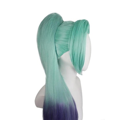Game LOL KDA ALL OUT Seraphine 100cm Long Green Gradient Purple Cosplay Wigs