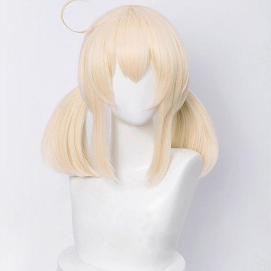 coscrew anime genshin impact klee light golden medium cosplay wig mm06