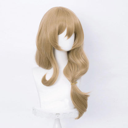 coscrew anime genshin impact lisa minci brown long cosplay wig mm57