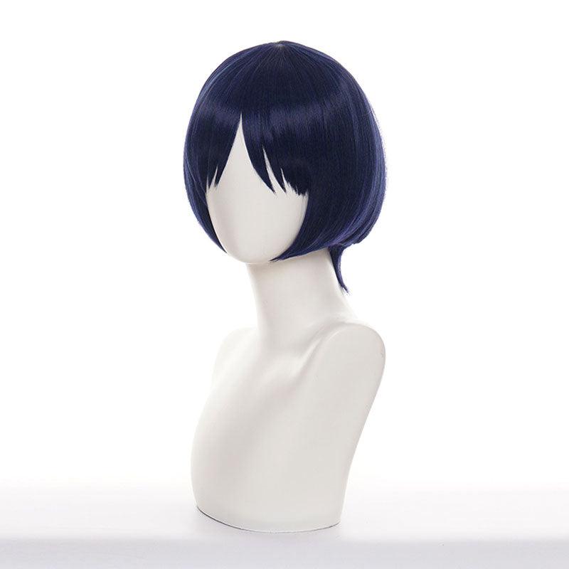 game genshin impact scaramouche blue short cosplay wigs